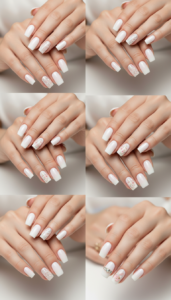 Milky White Nails with Floral Design