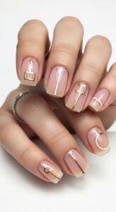 12. Minimal Line Art Glazed Nails 