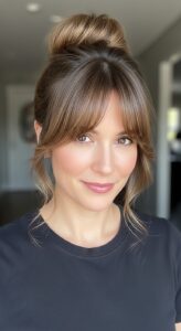 19. Soft Fringe with Bun 