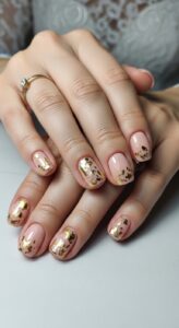 2. Nude Nails with Gold Foil