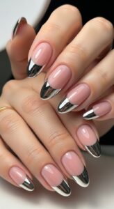 5. Chrome French Tip Nails 
