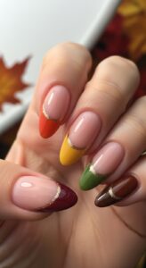 5. French Tips with Fall Colours