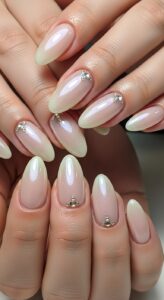 5. Glazed Nails with Tiny Rhinestones