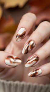 9. Marble Nails in Fall Shades