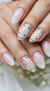 Glazed Nails with Floral Design 