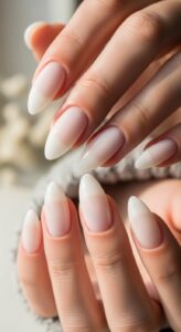 Milky White Almond Nails