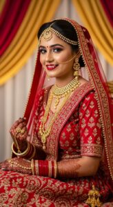 1. Classic Red Bridal Look 