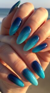 1. Ocean Blue Ombre Nails