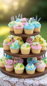 2. Floral Garden Cupcake Display