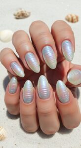 2. Seashell Texture Nails