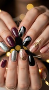 3. Glitter Accent Nails (Party Ready)