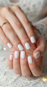 3. Milky White Nails (Minimal Bridal Trend)