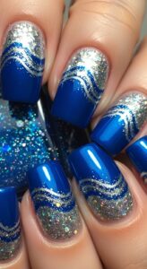 4. Glitter Wave Nails 