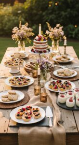 4. Rustic Wooden Dessert Table