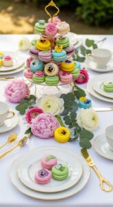 5. Floral Macaron Table Theme