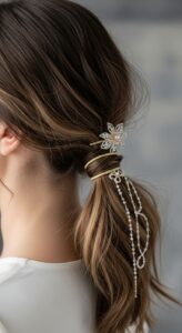 7. Low Ponytail with Accessories