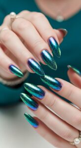 8. Holographic Mermaid Nails 