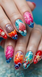 9. Coral Reef Nail Design 