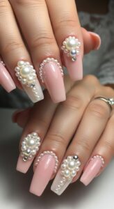 9. Pearl-Decorated Nails (Elegant Bridal Detail)