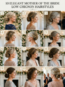 10 Elegant Mother of the Bride Low Chignon Hairstyles