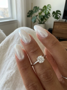 Pearl Chrome Bridal Nails