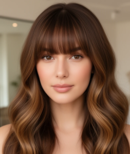 2. Curtain Bangs With Medium-Length Hair