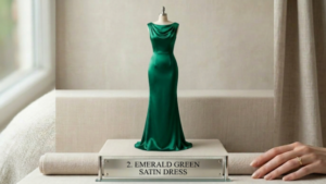 2. Emerald Green Satin Dress