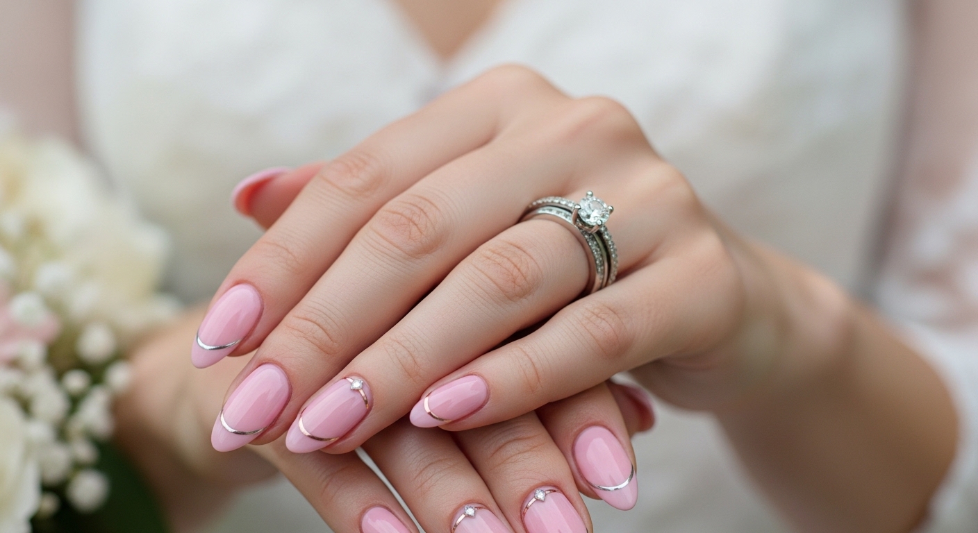 10 Soft Pink Almond Bridal Nails for Your Wedding Day