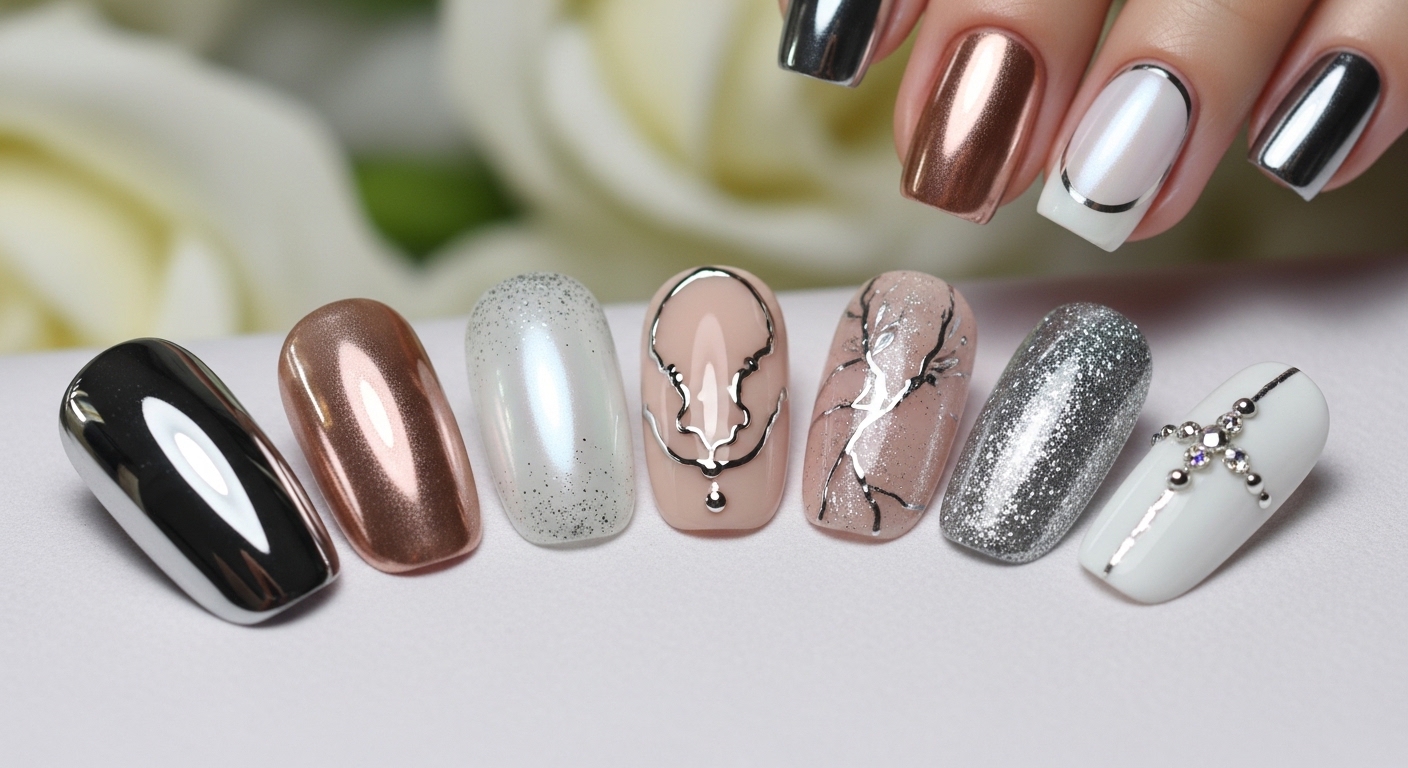 9 Chrome Bridal Nails That Make Every Wedding Photo Sparkle