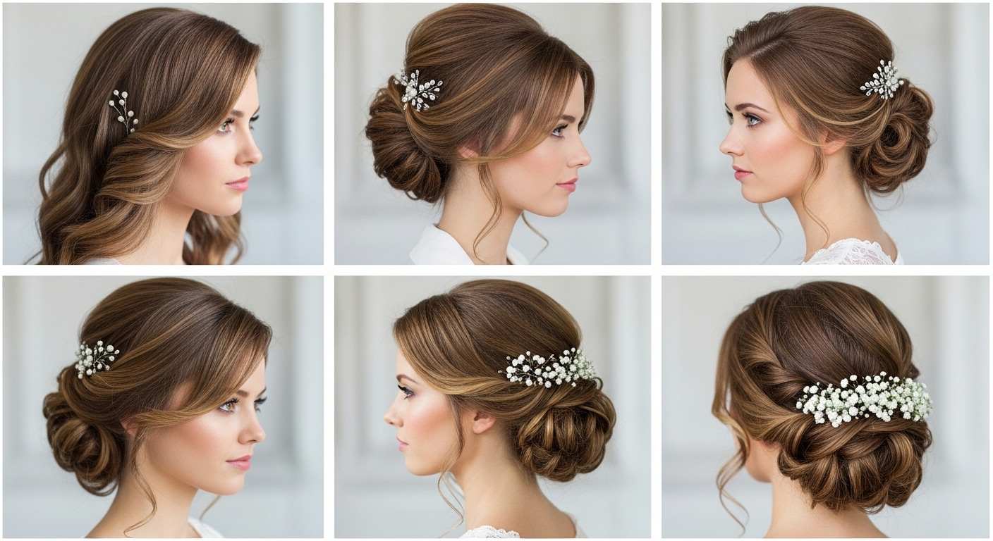 Bridal Hairstyles for Square-Shaped Faces (Medium Length Hair)