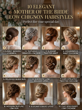 10 Elegant Mother of the Bride Low Chignon Hairstyles