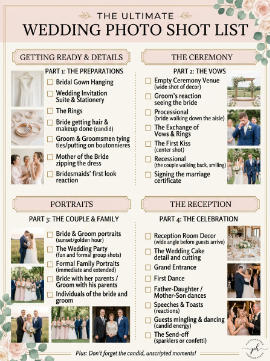 The Ultimate Wedding Photo Shot List